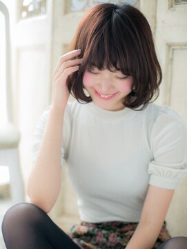 ブルー(BLUE) *CUORE水戸*…ココアブラウン☆くせ毛風小顔重めスタイルb