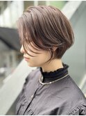 「NUDE」#20代30代40代前下がりショートラベージュ丸みショート