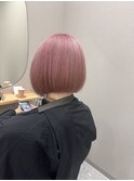 ハイトーン ブリーチ ピンク ボブ 切りっぱなし 三宮 元町