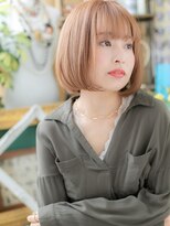 カバーヘア ブリス 川口(COVER HAIR bliss)&nbsp;★艶感カーキベージュ切りっぱなしぱっつんボブ20代30代40代★10