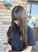レイヤーカット/アッシュブラウン/ブリーチなしカラー
