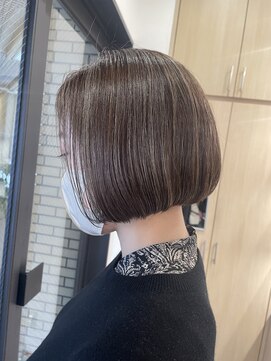 アールヘア ナチュラルアンドオーガニックサロン ワンレンボブ×オーガニック白髪ぼかしハイライト×30代40代50代