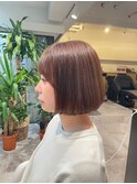 大人可愛いイメチェン似合わせカットフルバングレッドブラウン