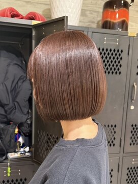 ヲタク(wotaku.) ピンクブラウンピンクラベンダー暖色カラーミニボブ透明感カラー