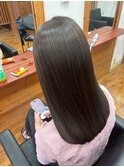 細ハイライト×透明感グレージュストレート