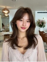 ラファンジュ ヘアー(Rohange hair)&nbsp;ラテグレージュ/韓国巻き/顔周りカット/スモーキーブラウン