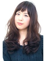 プラウド(proud) ゆるふわパーマセミロング 黒髪 ショートバング