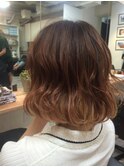 インナーカラー ピンクベージュ×ベージュ