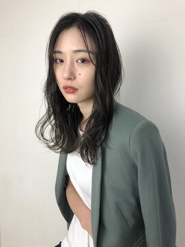 シェノン 西梅田(CHAINON) 前髪/ウェットヘア/アッシュカラー/黒髪/暗髪/レイヤーロング