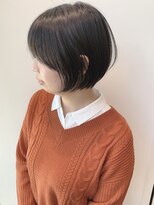 ステアケース 武蔵小杉店(stair:case) 大人かわいい黒髪丸み耳かけショートボブ20代30代40代髪型