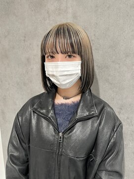 エアー 青山(AIR) デザインカラー逆インナーカラー前下がりボブフルバング