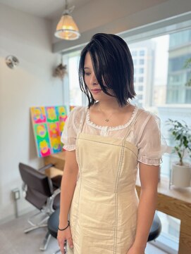 アンドチル 渋谷(AND CHILL) 切りっぱなしボブ/サイドバング/あご下ボブ　渋谷