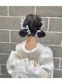 ツインヘア ツイン団子 振袖ヘア 着物ヘア
