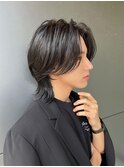 メンズヘアニュアンスパーマセンターパート面長絶壁K20241027