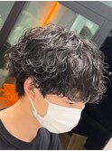 渋谷メンズミディアムパーママッシュウルフカットシャドウパーマ
