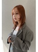 オレンジベージュ/レイヤーカット/トリートメント/ミディアム