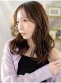 韓国風巻き透けバングこなれロングレイヤーc7戸頭20代30代40代