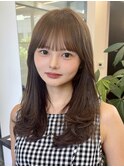 韓国風くびれヘア◎小顔前髪カット透明感カラーベージュカラー