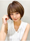 【30代40代】小顔大人ショートボブ/黒髪/ココアベージュ