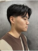 センターパートニュアンスパーマメンズカット