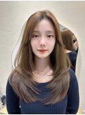 ロングレイヤーミディアムレイヤーカット韓国ヘア顔まわりカット