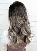 【AUBE HAIR】ネイビーグラデーション_フリンジロングウェーブ