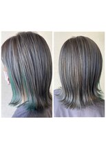 ブレス バイ ファースト 大和吉岡店(Breath by first)&nbsp;【シルバー×インナーカラー× アッシュグリーン】