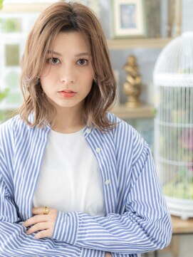 カバーヘアアンドスパ ブリス 浦和(COVER HAIR&SPA bliss) 外国人風インナーカラーかきあげ前髪ロブヘアh3浦和20代30代40代