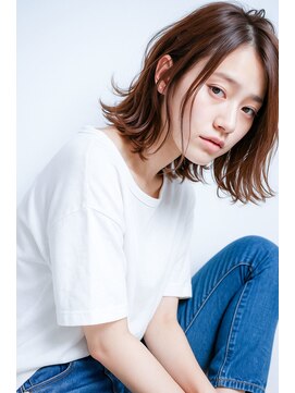 アンルポン 梅田(un le pont) 【アンルポン梅田】外ハネミディ×パッツリボブ