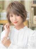 韓国風ショコラアッシュ小顔くせ毛ショートh4戸頭20代30代40代