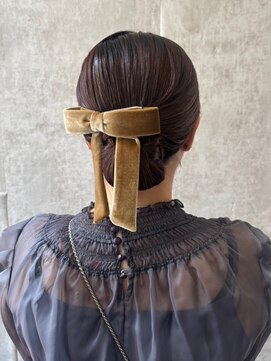 スタイル 横浜(STYLE) 結婚式お呼ばれタイトシニヨン／ヘアセット/リボン/アレンジ