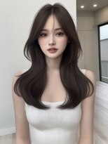 ユーフォリア 渋谷グランデ(Euphoria SHIBUYA GRANDE)&nbsp;韓国ヘア 韓国レイヤー 顔周りレイヤー  くびれヘア 黒髪 20代