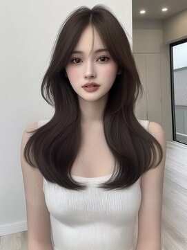 韓国ヘア 韓国レイヤー 顔周りレイヤー  くびれヘア