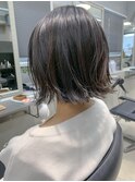 暗髪、グレー、就活ヘア、ボブ