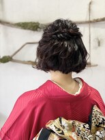 ミディアムさんのお振袖ハーフアップスタイル