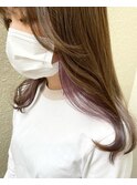 透け感たっぷりインナーカラー×小顔カット