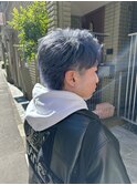 爽やかアップバング×ブルーシルバー