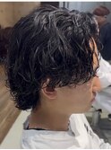 渋谷サーフカール波巻きスパイラルパーマメンズボブウルフカット