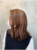 ■ ピンクベージュハイライト 切りっぱなし