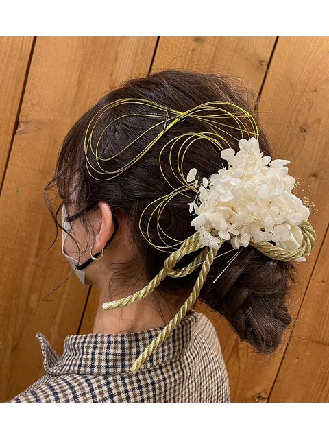 和洋折衷ふんわりかわいいヘアセット造花☆成人式