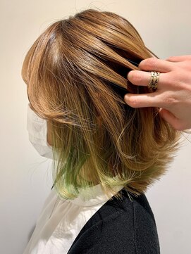 アズールサン 草加西口店(azule-sun) イヤリングカラー,インナーカラー,オリーブ【草加】