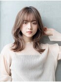 大人かわいい前髪セシルカットココアブラウンフリンジウェーブ