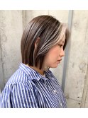 フェイスフレーミングカラー　ホワイトベージュ　ボブ