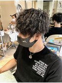 ブルーブラック x 縦落ちツイストパーマ/20代30代40代