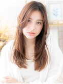 ■くすみベージュかきあげバングレイヤーロング43浦和20代30代