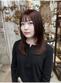 【ステップボーンカット】ボルドーレイヤーヘア