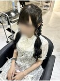 編み込みツイン♪/梅田ヘアセット