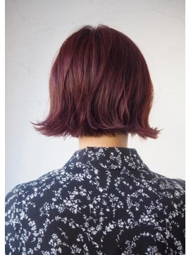 スーリール 春日店(Sourire) チェリーレッド×ミニボブ