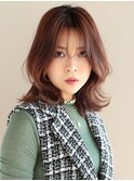 大人可愛い20代30代40代外ハネレイヤーミディアム