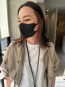 ヘアー アイス ルーチェ(HAIR ICI LUCE) インナーカラー ピンクベージュ ソフトピンク 外ハネボブ西田